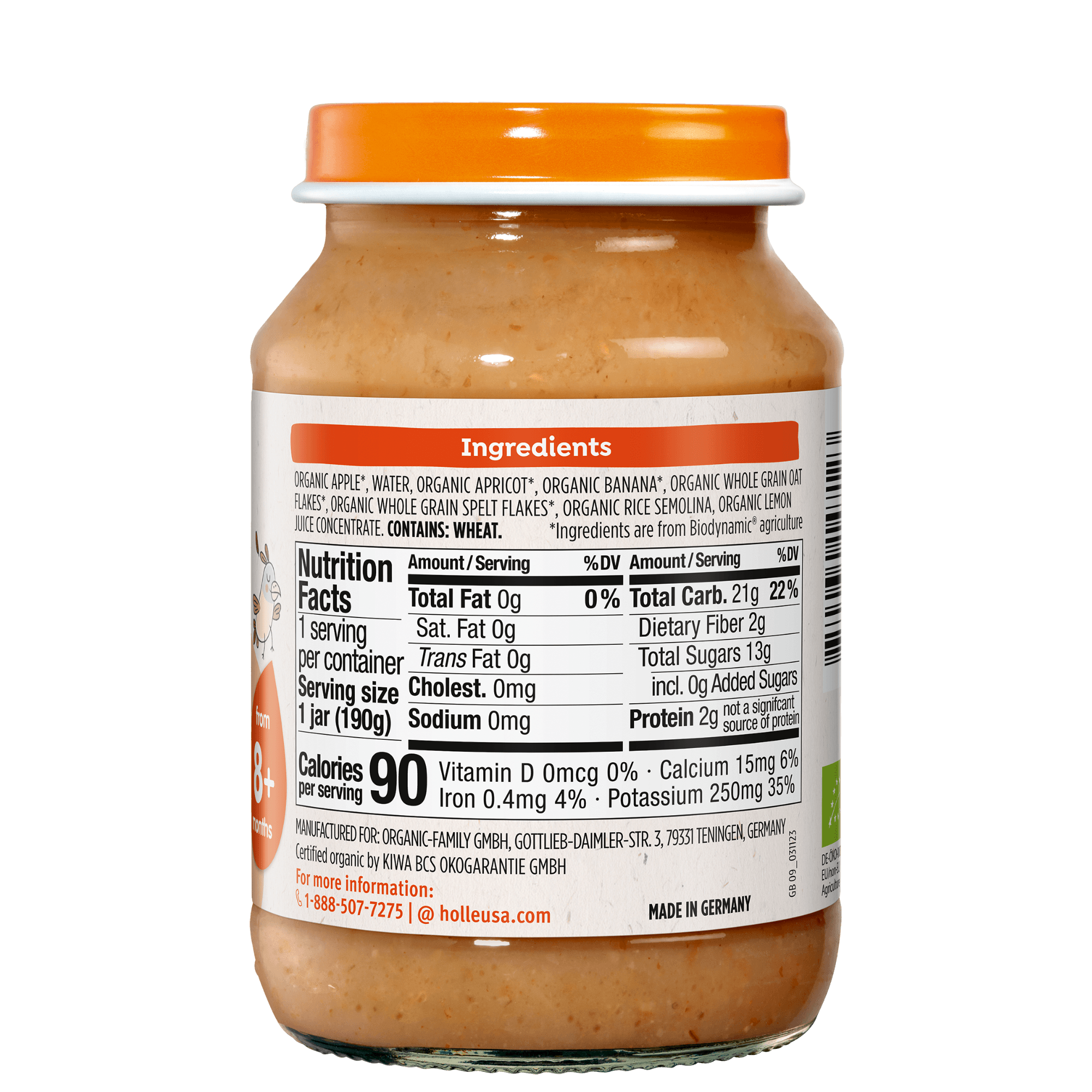 Image of Holle Organic Baby Food Jar - Mixed Fruit with Muesli - 6 Jars