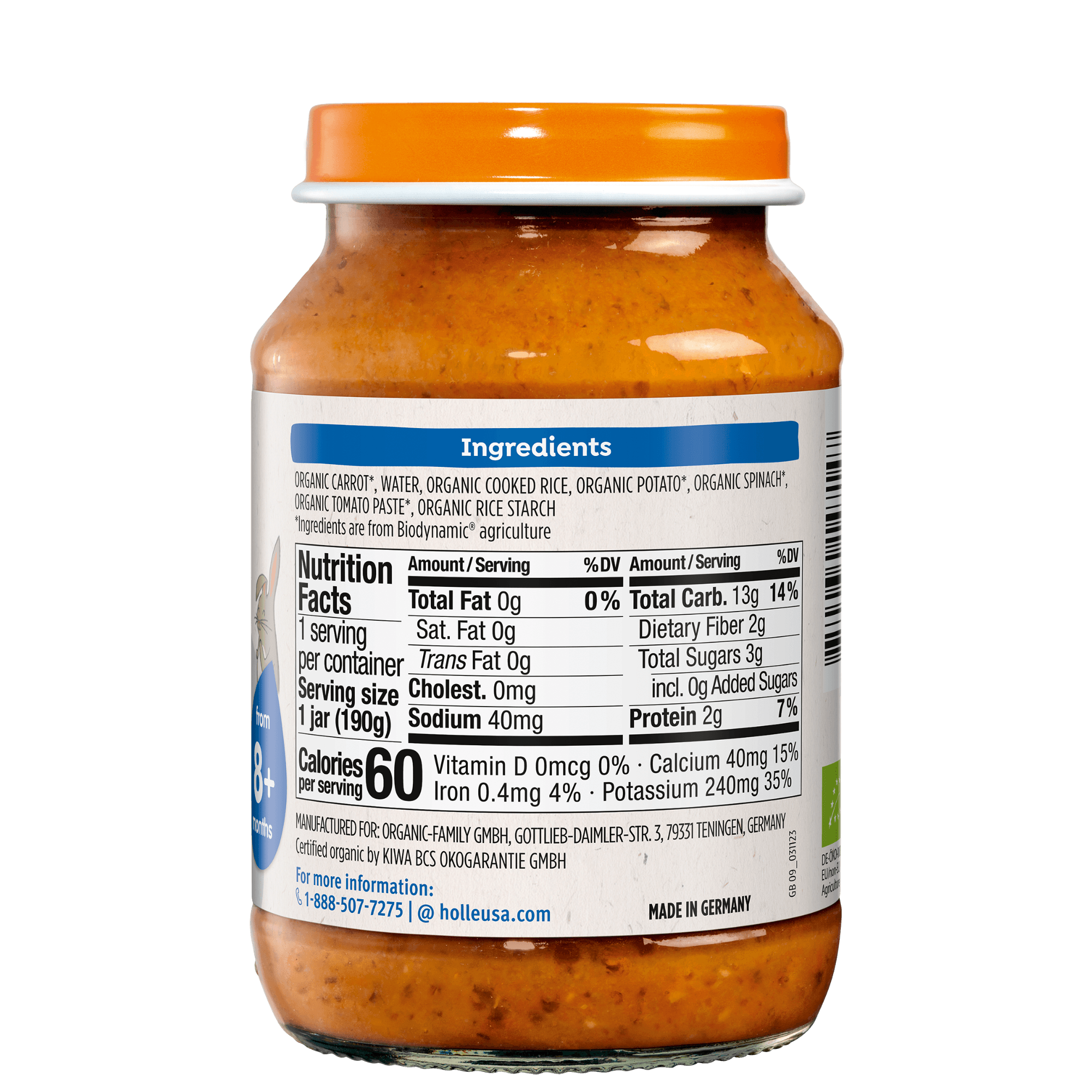 Image of Holle Organic Baby Food Jar - Veggie Risotto - 6 Jars