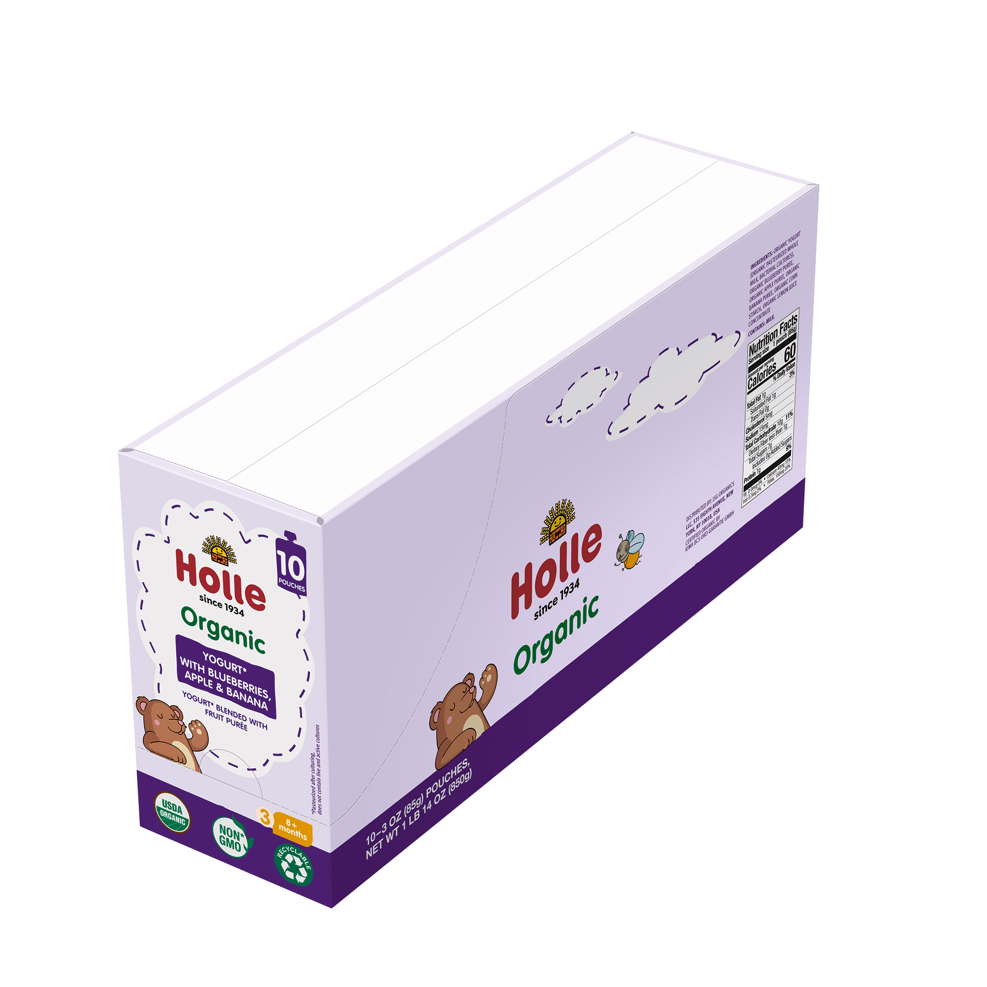 Image of Holle Organic Yogurt Pouches - Blueberries, Apple & Banana