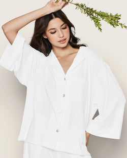 Image of The Olivia Wide Leg Pima Pajama Set in White