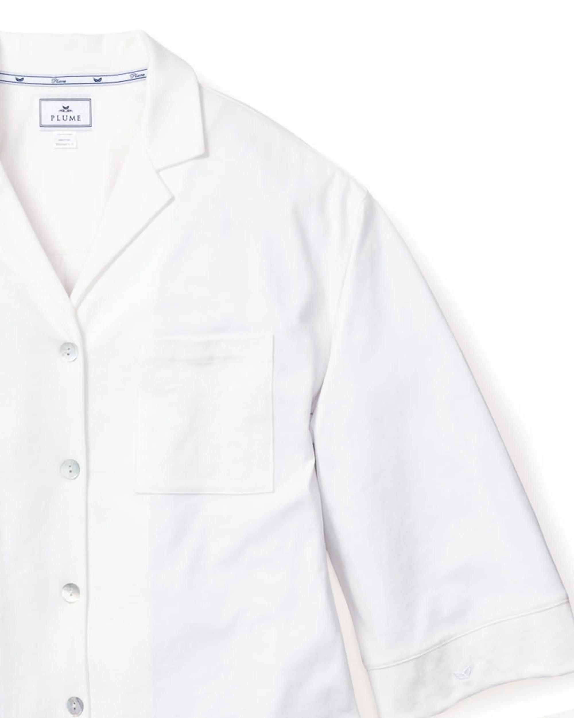 The Olivia Wide Leg Pima Pajama Set in White