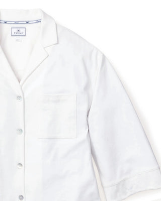 The Olivia Wide Leg Pima Pajama Set in White