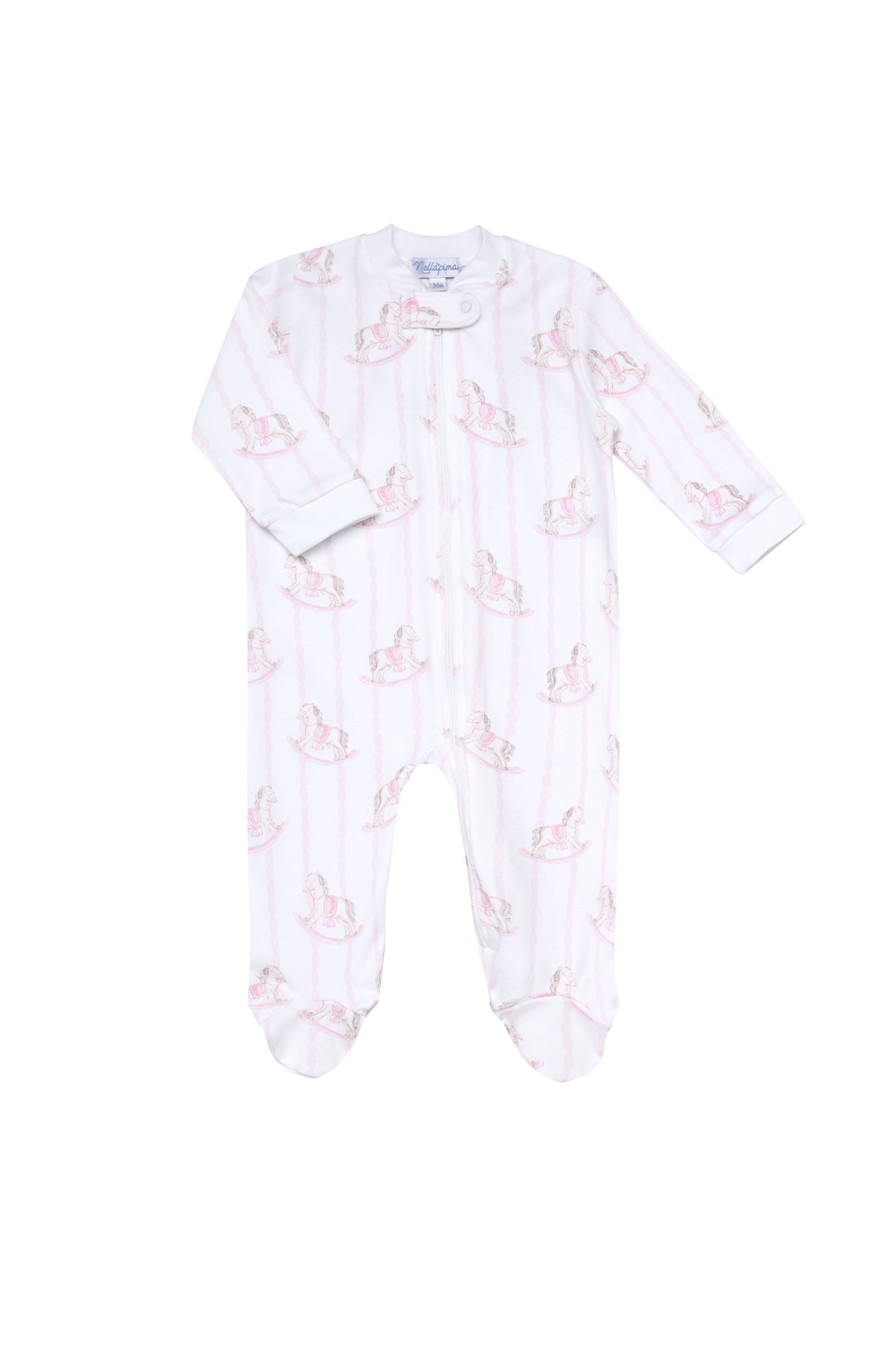 Pink Rocking Horse Zipper Footie