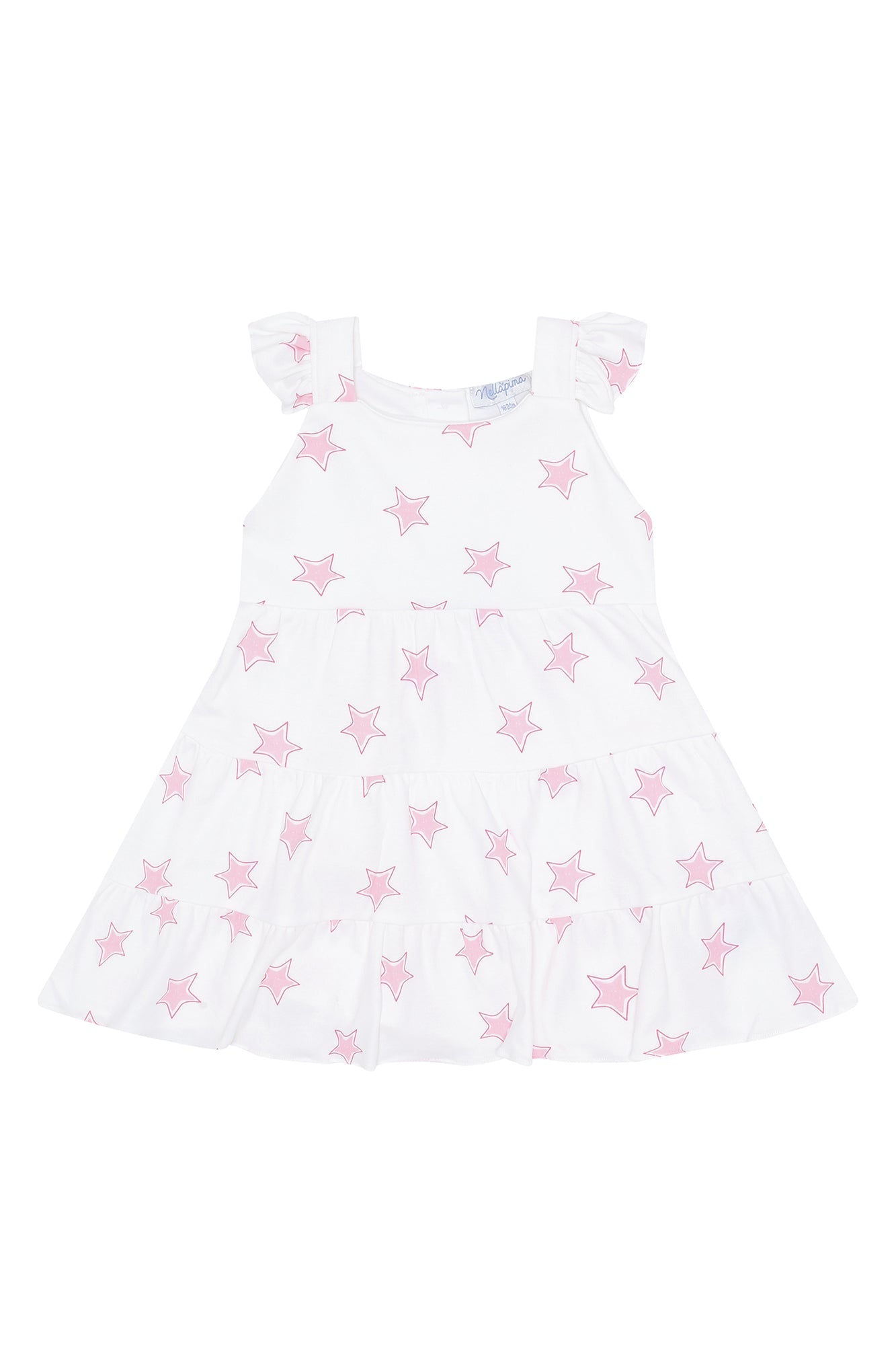 Pink Stars Print Ruffle Dress