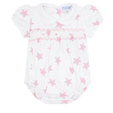 Pink Stars Print Smocked Bubble