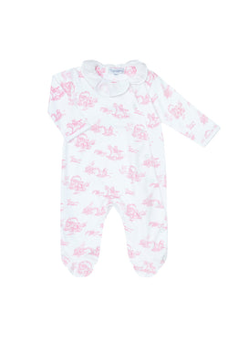 Image of Pink Toile Crossover Footie