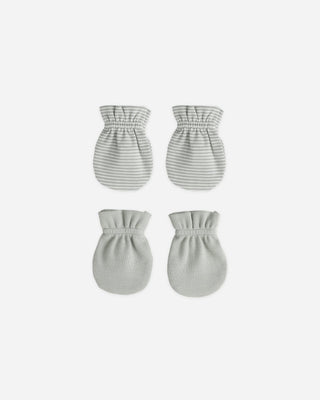 No Scratch Mittens Set Sage Micro Stripe, Sage