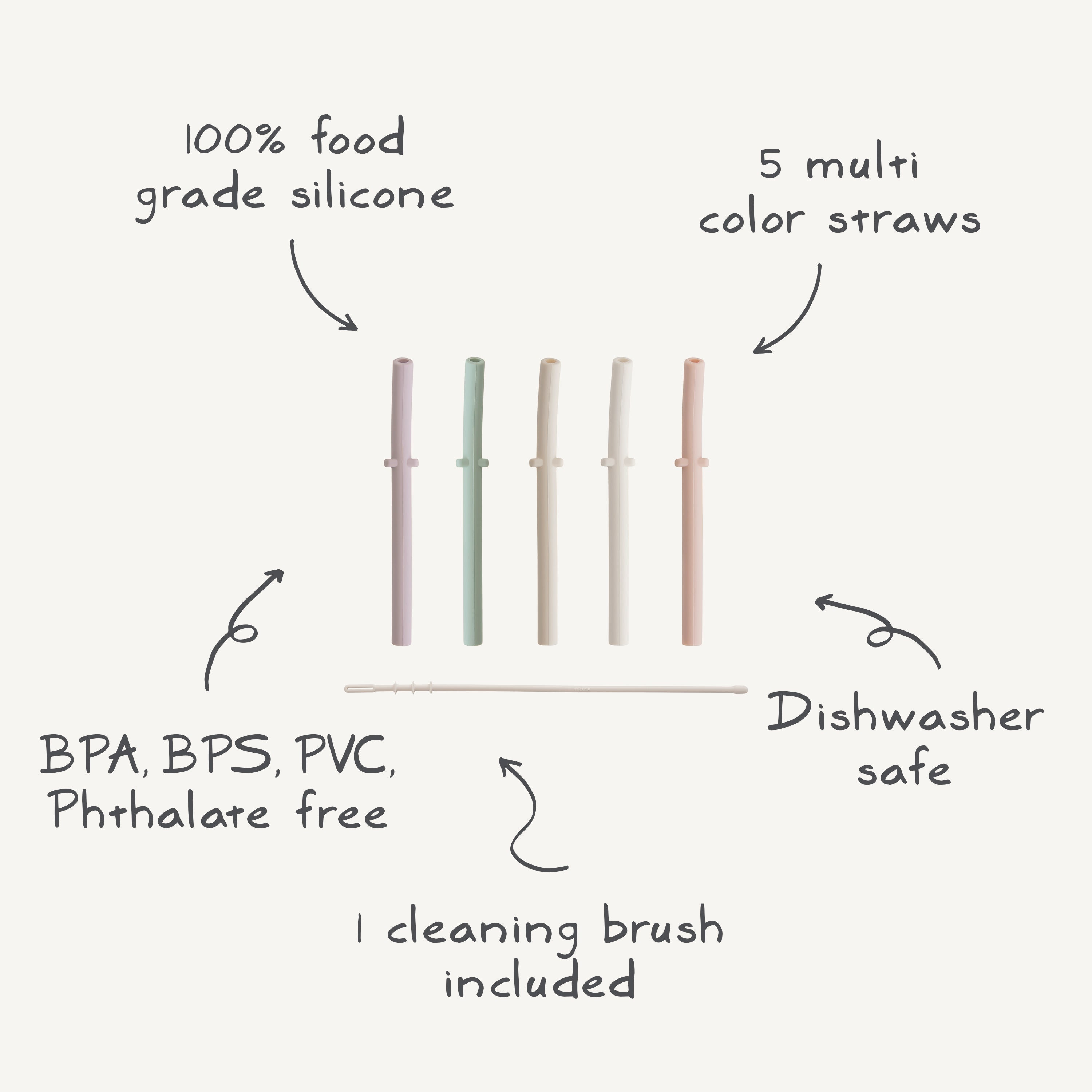 Image of Silicone Replacement Straws - 5 Pack