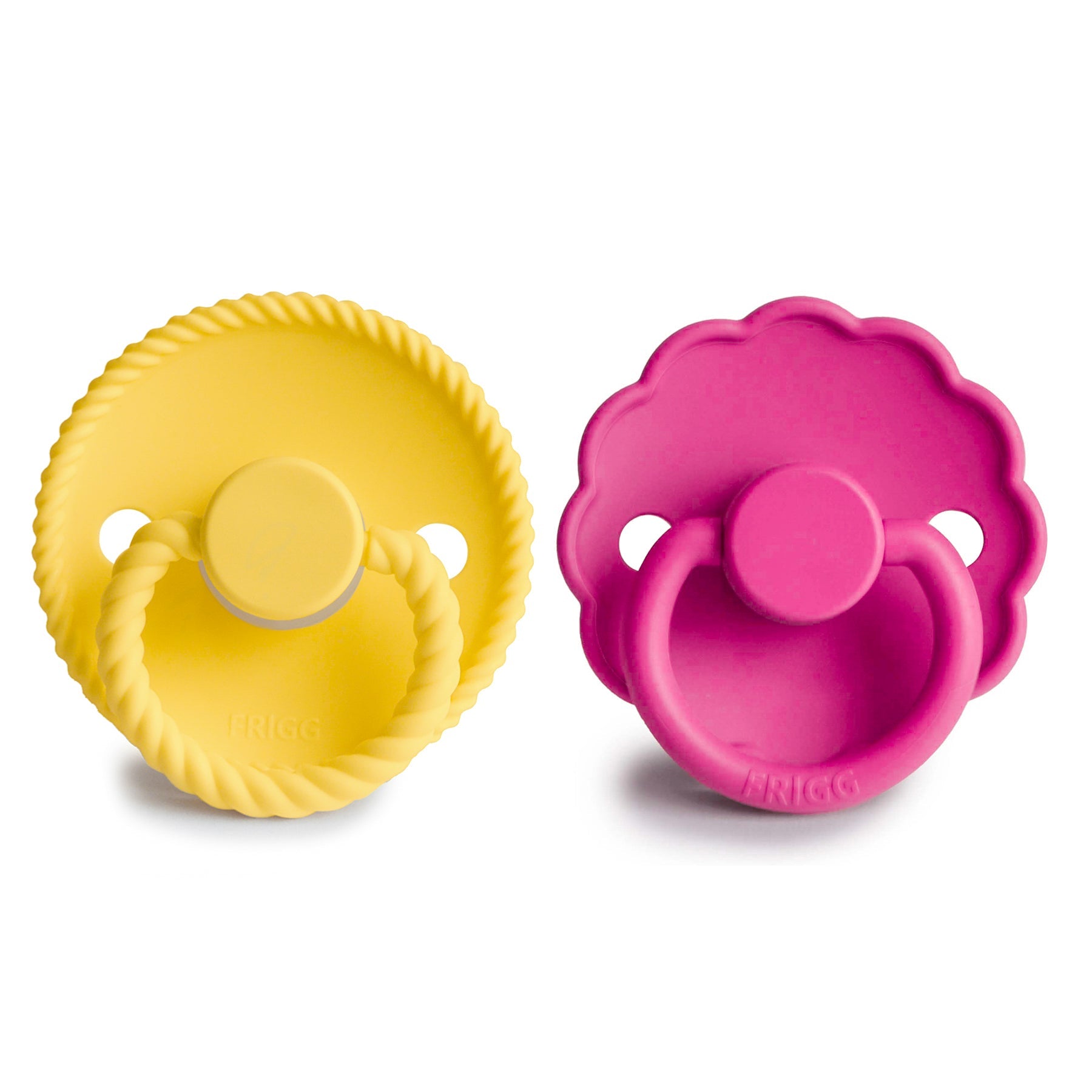 Image of FRIGG Rope/Daisy Silicone Pacifier (Sunflower/Fuchsia) 2-Pack (6-18 Months)