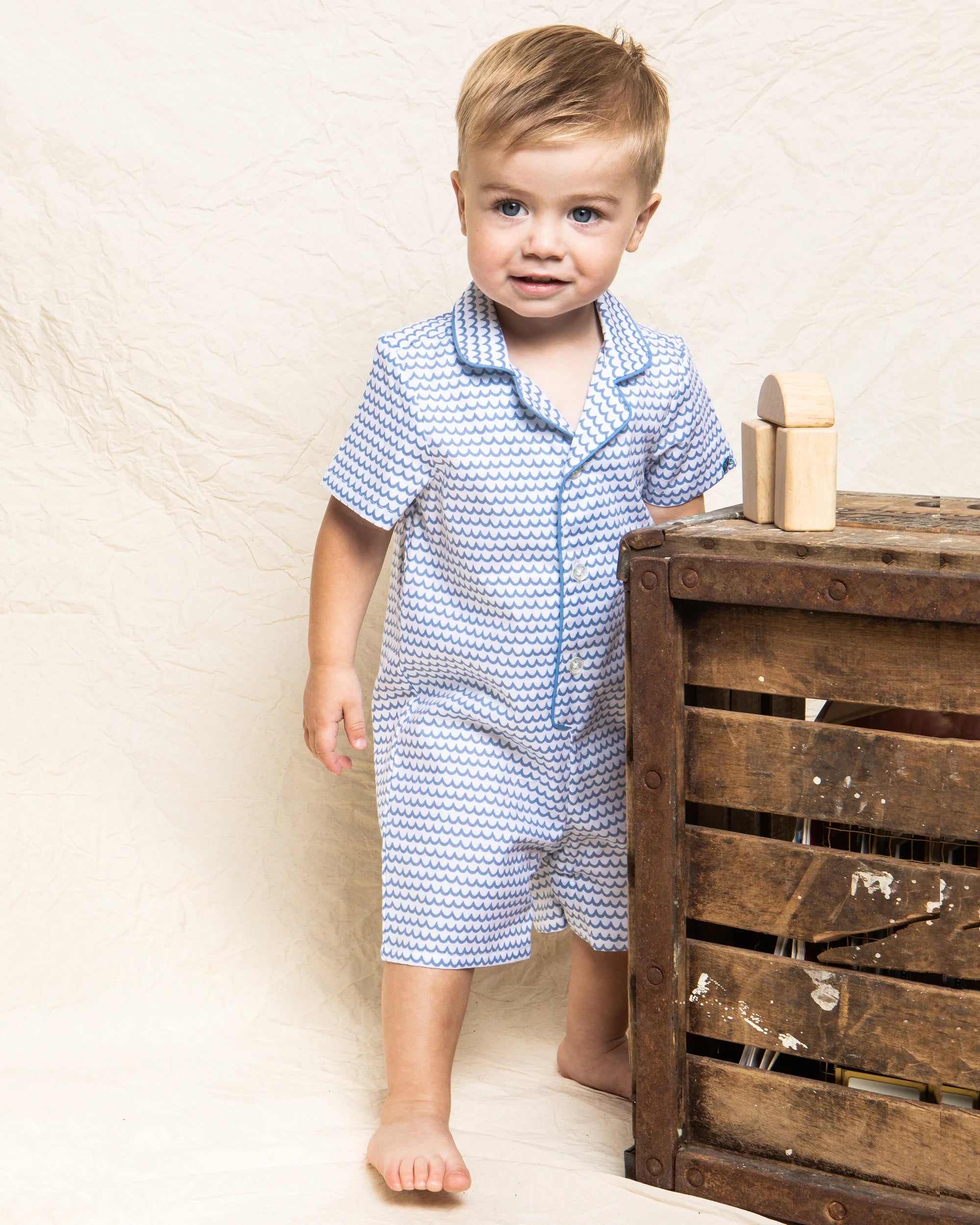 Image of Baby's Twill Summer Romper in La Mer