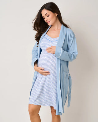 Women's Pima Maternity Robe in Periwinkle