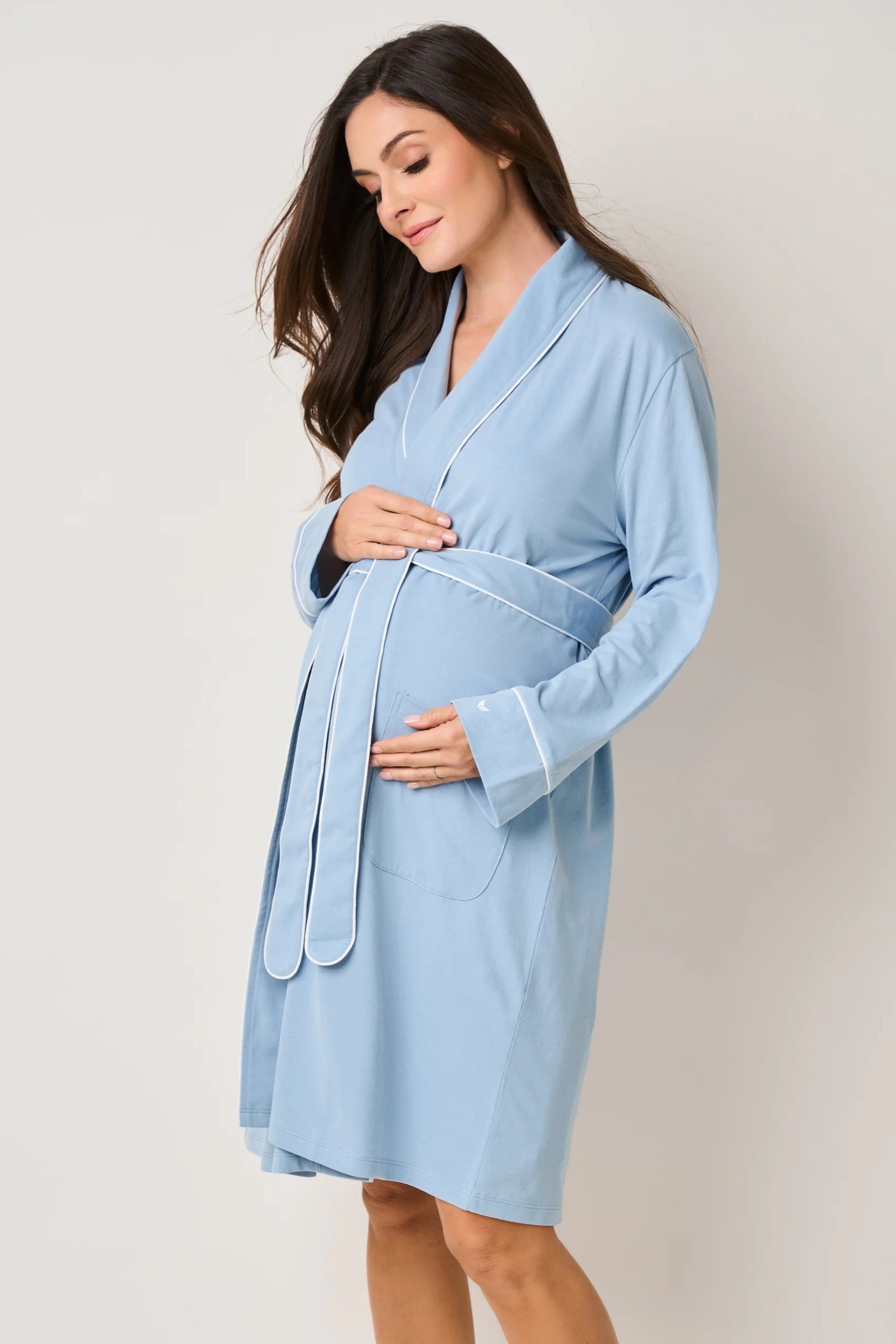 Image of Women's Pima Maternity Robe in Periwinkle