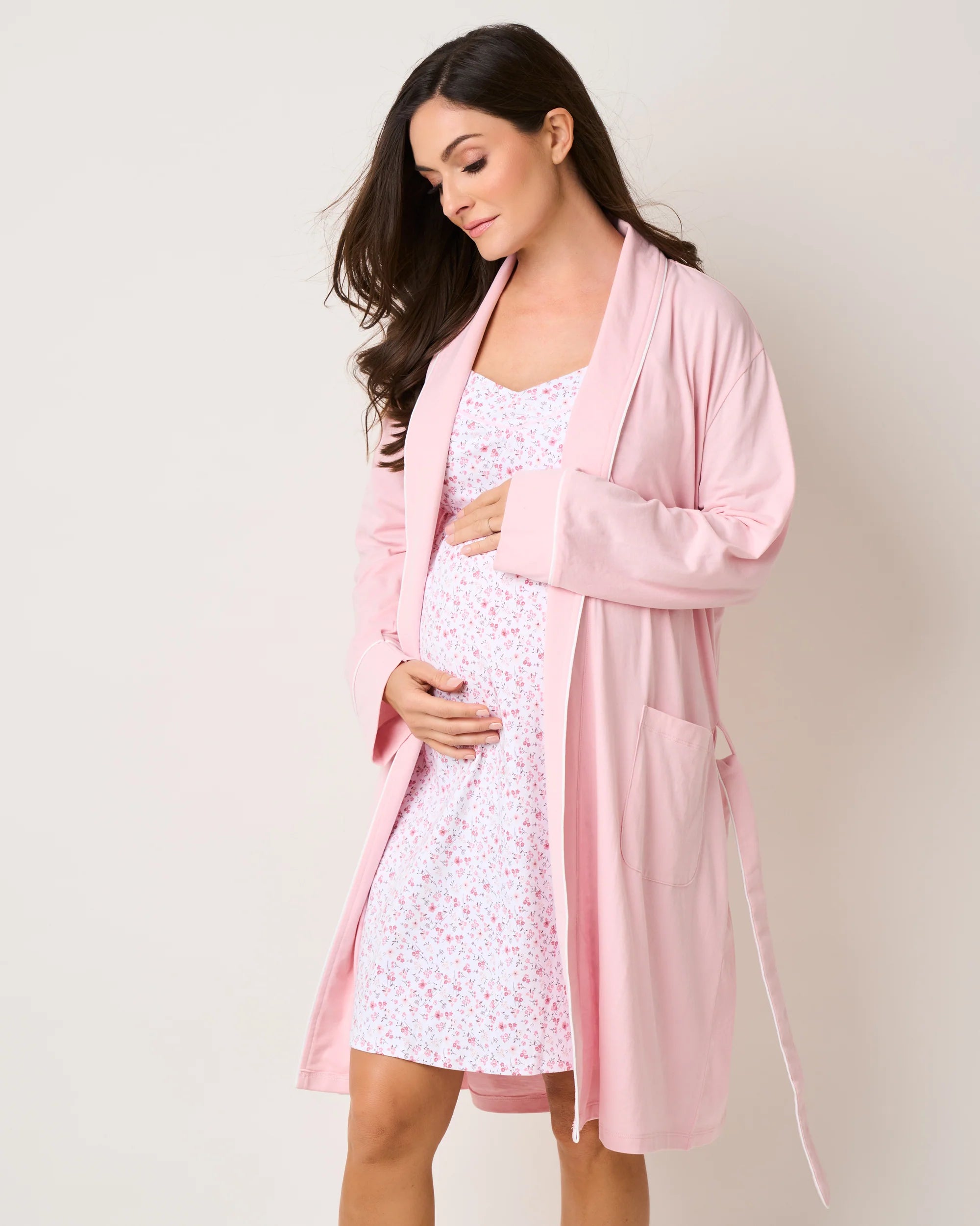 Women's Pima Maternity Robe in Pink