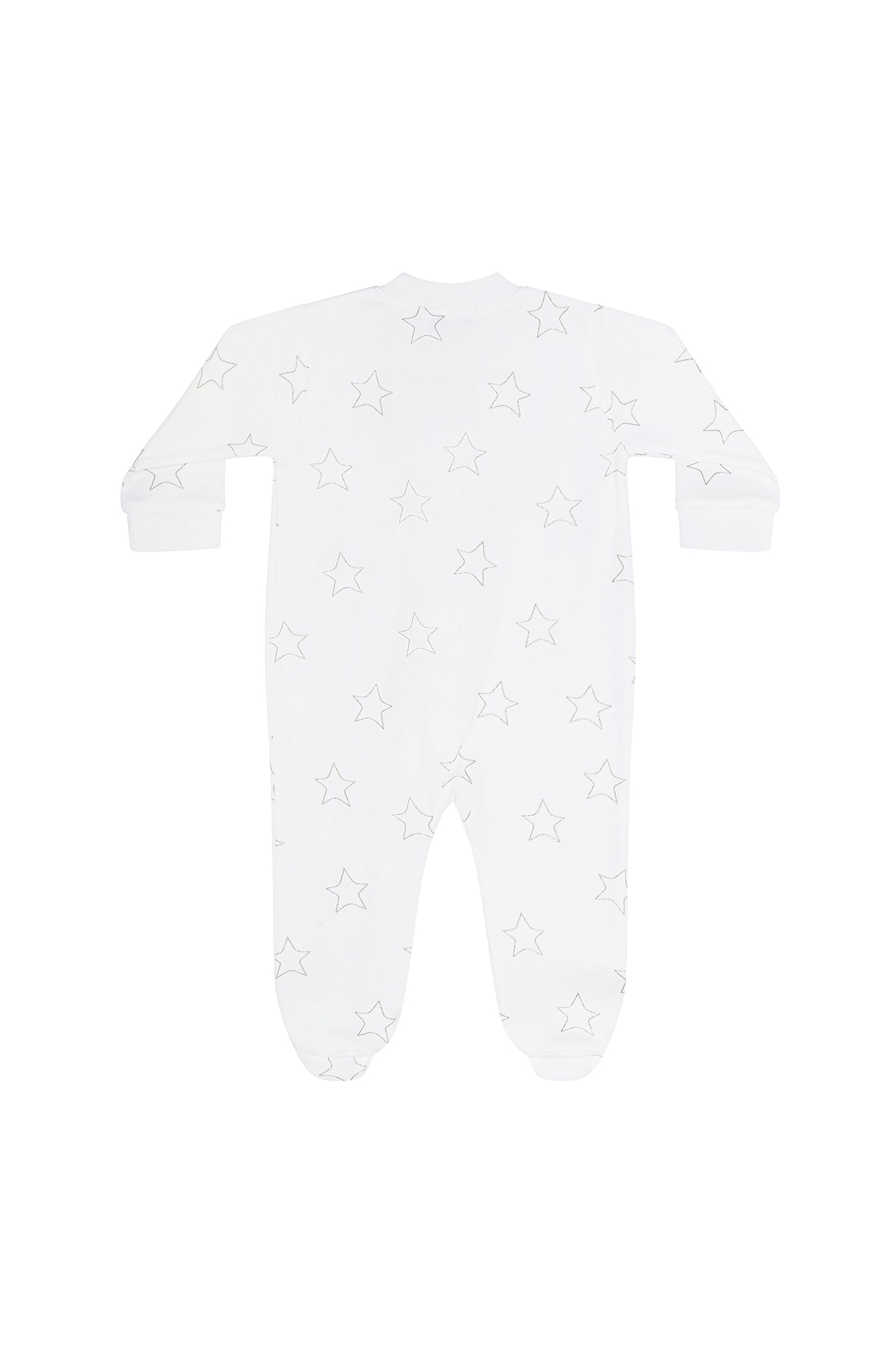 Image of Grey Stars Print Zipper Footie