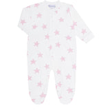 Pink Stars Print Zipper Footie