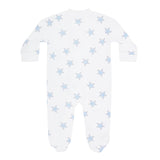 Blue Stars Print Zipper Footie