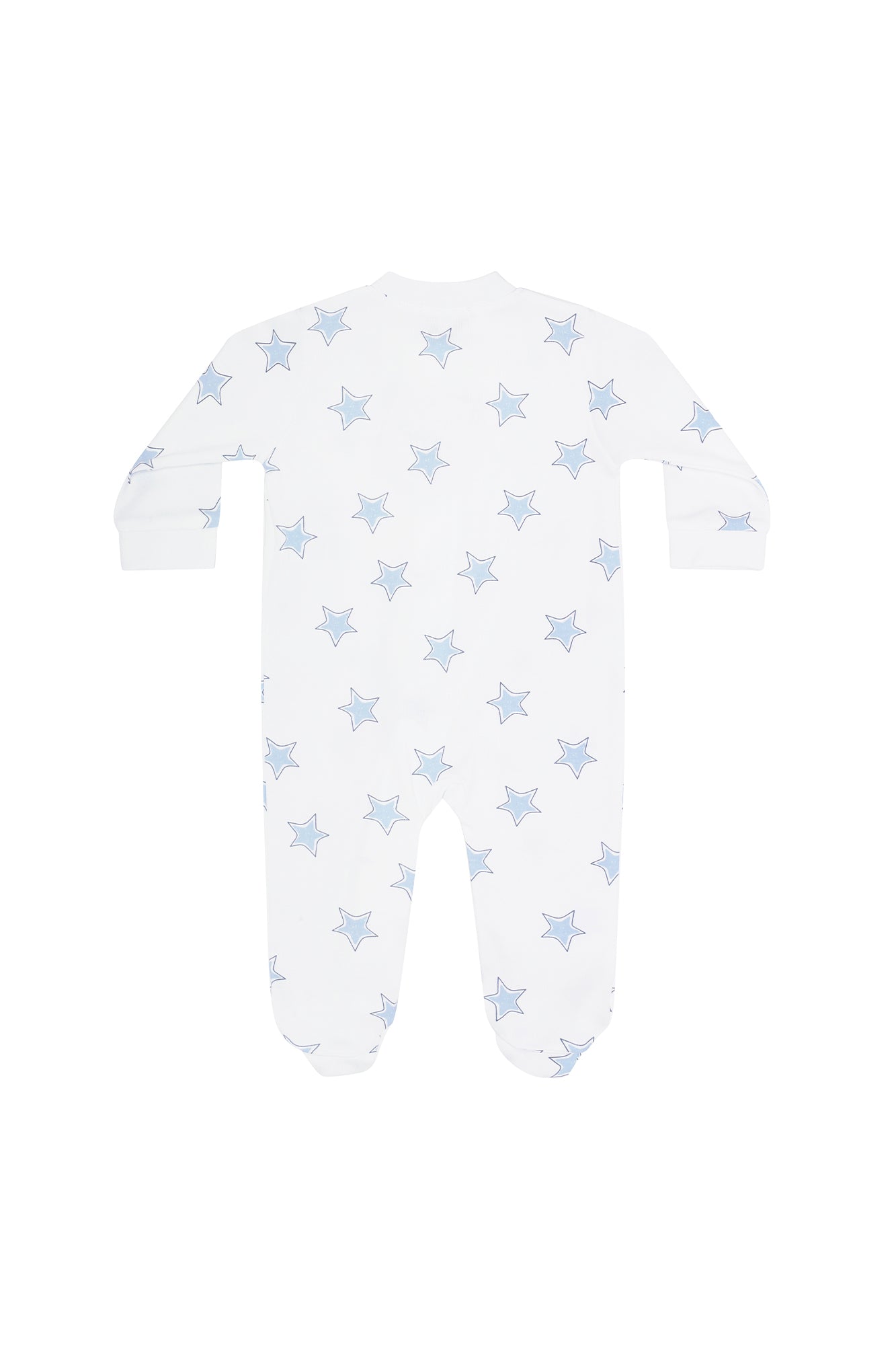 Image of Blue Stars Print Zipper Footie