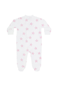 Image of Pink Stars Print Zipper Footie