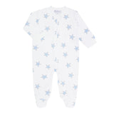 Blue Stars Print Zipper Footie