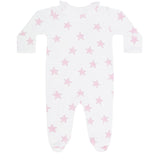 Pink Stars Print Crossover Footie