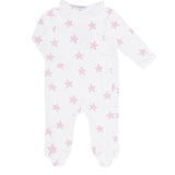 Pink Stars Print Crossover Footie