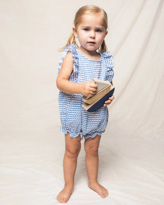 Baby's Twill Ruffled Romper in La Mer