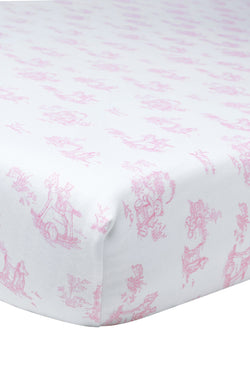 Image of Pink Toile Baby Crib Sheets