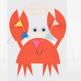 Crab With Bunting Birthday Card Clawsome