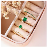 Green Faux Stone Ring Set