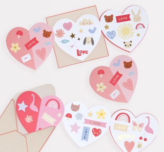 Heart Concertina Valentine's Cards and Stickers