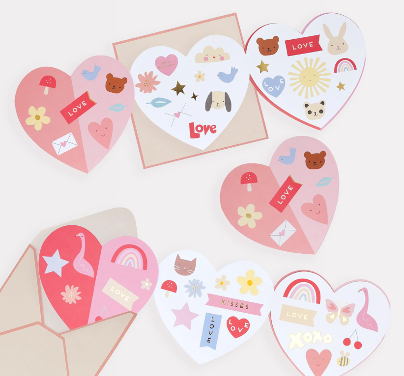 Heart Concertina Valentine's Cards and Stickers