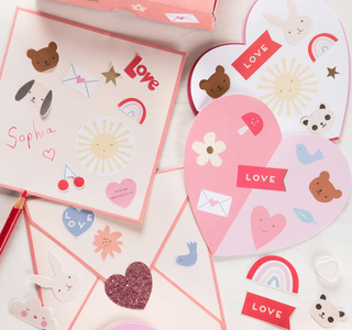 Heart Concertina Valentine's Cards and Stickers