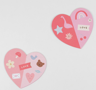 Heart Concertina Valentine's Cards and Stickers