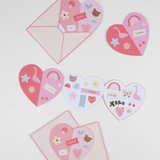 Heart Concertina Valentine's Cards and Stickers