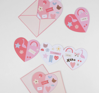 Heart Concertina Valentine's Cards and Stickers