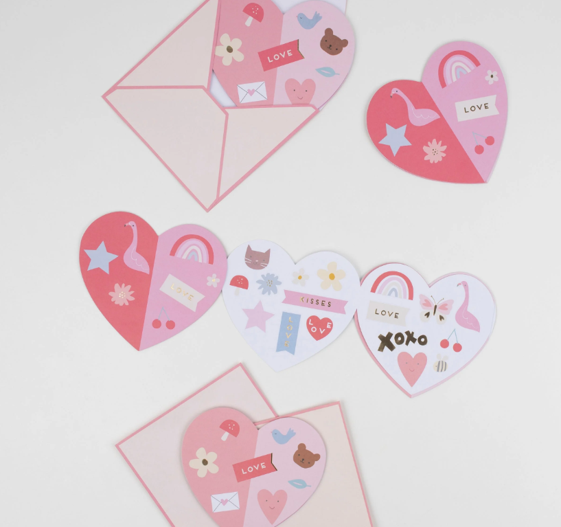 Heart Concertina Valentine's Cards and Stickers