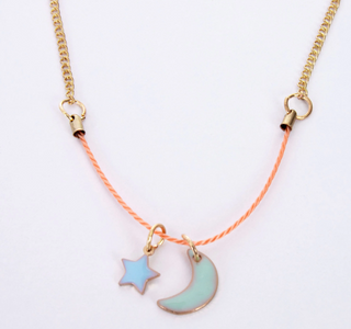 Enamel Moon and Star Necklace