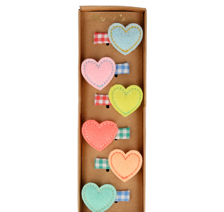Felt Heart Hair Clips (x6)