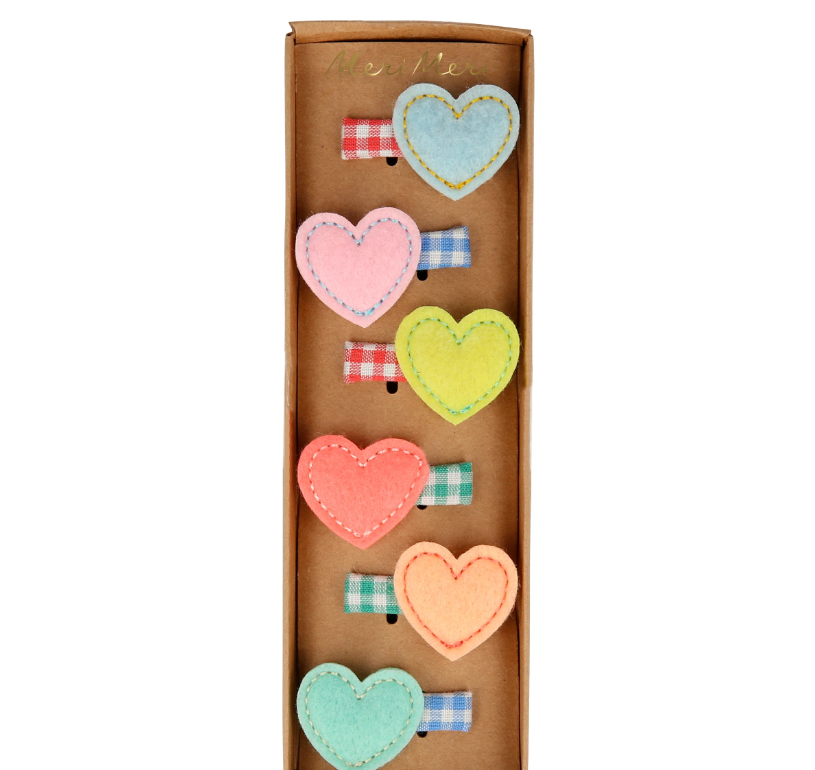 Felt Heart Hair Clips (x6)
