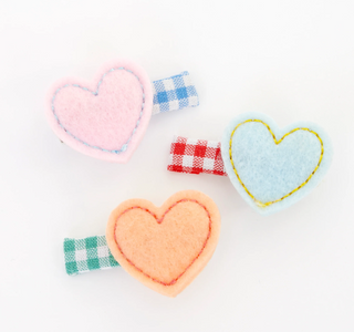 Felt Heart Hair Clips (x6)