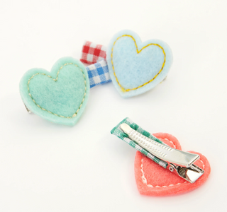 Felt Heart Hair Clips (x6)
