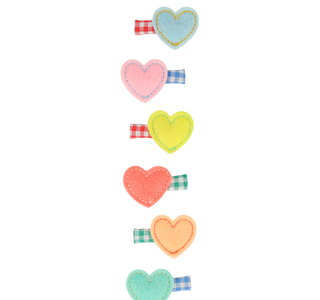 Felt Heart Hair Clips (x6)
