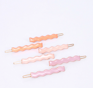 Enamel Wavy Hair Clips (x12)