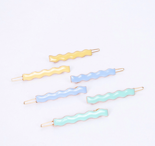 Enamel Wavy Hair Clips (x12)