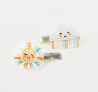 Rainbow Sun and Cloud Hair Clips (x2)