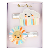 Rainbow Sun and Cloud Hair Clips (x2)