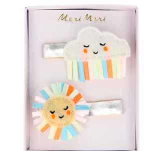 Rainbow Sun and Cloud Hair Clips (x2)