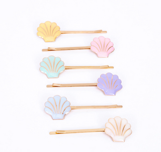 Enamel Shell Hair Slides (x6)