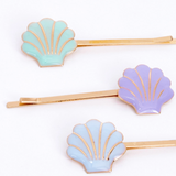 Enamel Shell Hair Slides (x6)