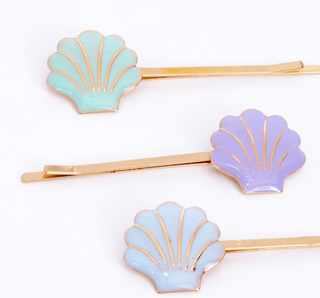 Enamel Shell Hair Slides (x6)